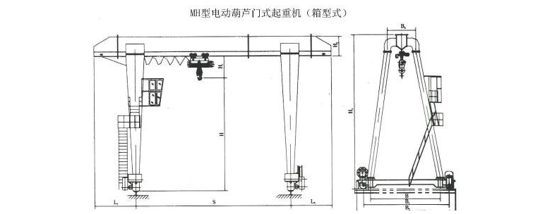 MH型電動葫蘆單梁門式起重機(jī)結(jié)構(gòu)圖